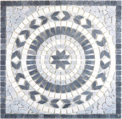 XL Inlay natural stone travertine anthracite black white light gray mosaic tile floor kitchen wall bathroom sauna - MOSDEKO57