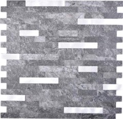self-adhesive vinyl mosaic sticks stone look quartz anthracite silver tile backsplash kitchen wall MOS200-22BS