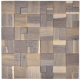 self-adhesive wood mosaic wood panel facing walnut brown 3D wood wall kitchen tile backsplash