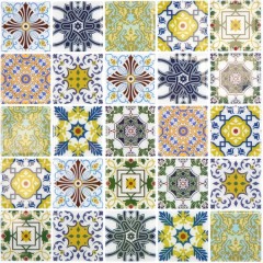 self-adhesive mosaic foil retro vintage look country style vinyl ornaments tile backsplash kitchen