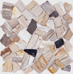Mosaic quarry Fossil natural stone mosaic Polygonal mosaic mat Wood wood look shower tray kitchen wall tile backsplash - MOS44-Fossil