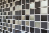 Hand sample mosaic tile ceramic black silver anthracite chrome kitchen splashback MOS18-0317_m