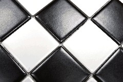 Hand-painted mosaic tile ceramic white black matt chessboard tile backsplash MOS16-CD202_m
