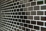 Hand-patterned mosaic tile ceramic brick black glossy kitchen splashback MOS24-4BG_m