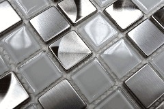 Hand-painted mosaic tile Translucent stainless steel Glass mosaic Crystal steel white clear MOS129-0104_m