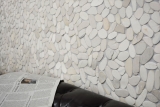Hand sample mosaic tile river pebble stone pebble cut white 5 7 MOS30-IN14_m