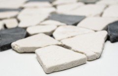 Hand-painted mosaic tile marble natural stone beige black quarry Ciot BianconeJava MOS44-30-110_m