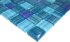 Hand-painted mosaic tile Translucent line blue Glass mosaic Crystal line blue MOS74-0409_m