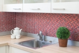 Hand-painted mosaic tile Translucent red Glass mosaic Crystal Resin red BATH WC Kitchen WALL MOS92-0904_m