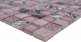 Hand-painted mosaic tile Tile backsplash Translucent pink Glass mosaic Crystal Resin pink BATH WC Kitchen WALL MOS82-1104_m