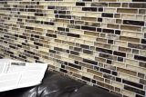 Hand-painted mosaic tile Tile backsplash Translucent dark beige composite glass mosaic Crystal stone emperador dark MOS87-V1355_m