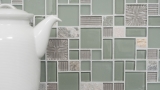 Hand-painted mosaic tile tile backsplash translucent gray combination glass mosaic Crystal stone clear gray matt MOS88-MC669_m