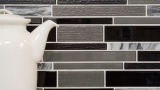 Hand-painted mosaic tile Tile backsplash Translucent gray black Composite glass mosaic Crystal stone gray black MOS67-GV44_m