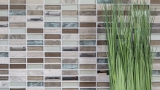 Hand-painted mosaic tile Tile backsplash Translucent light brown silver gray Rectangle Glass mosaic Crystal stone light brown MOS87-SM68_m