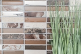 Hand-painted mosaic tile Tile backsplash Translucent brown silver Rectangle Glass mosaic Crystal stone brown MOS87-78X_m