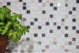 Hand pattern mosaic tile Tile mirror self-adhesive Translucent stone Stainless steel white Glass mosaic Crystal stone Steel white Glass MOS200-4CM32_m