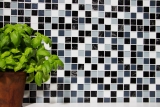 Hand pattern mosaic tile tile mirror self-adhesive translucent white gray black glass mosaic Crystal gray black white wipe MOS200-4CM28_m