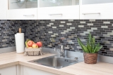 Composite mosaic ceramic black silver chrome rods tile backsplash MOS26-0317_f | 10 mosaic mats