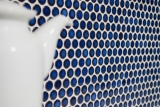 Button mosaic LOOP round mosaic dark blue cobalt wall kitchen shower BATH MOS10-0405_f | 10 mosaic mats
