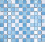 Swimming pool mosaic mosaic tile ceramic blue white glossy kitchen splashback MOS18-0407_f