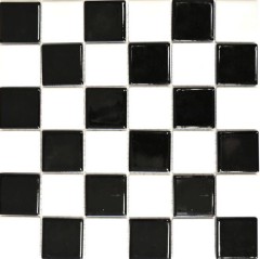 Kitchen mosaic tile Checkerboard black white glossy MOS16-CD200_f