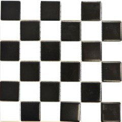 Mosaic tile ceramic white black matt chessboard tile backsplash MOS16-CD202_f