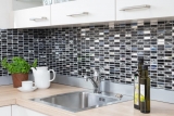 Mosaic tiles stainless steel black rods glass mosaic steel MOS87-0301_f