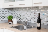 Mosaic tile Translucent stainless steel white rods Glass mosaic Crystal steel white glass MOS87-0102_f | 10 mosaic mats