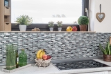 Mosaic tile translucent stainless steel silver gray black composite glass mosaic Crystal steel silver gray black MOS87-IL017_f | 10 mosaic mats