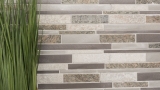 Mosaic tile quartzite natural stone aluminum silver gray light beige composite tile backsplash MOS49-XSA535_f