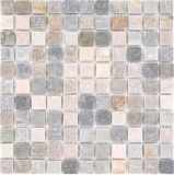 Mosaic tile quartzite natural stone quartzite beige kitchen splashback gray MOS36-0206_f