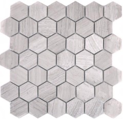 Mosaic tile marble natural stone hexagon marble gray stripes MOS44-1205_f